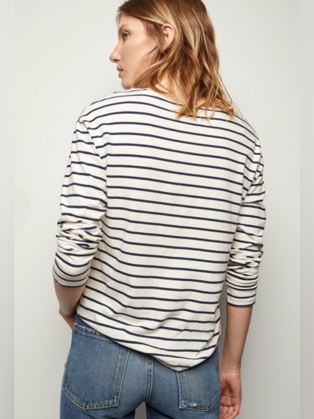 Nili Lotan Arlette Hemp Organic Cotton Striped Long Sleeve Top - Picture 3 of 11